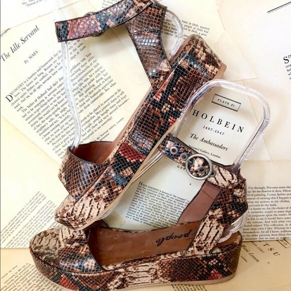 Free People Shoes - Free People Platform Sandal Strap Snakeskin Print